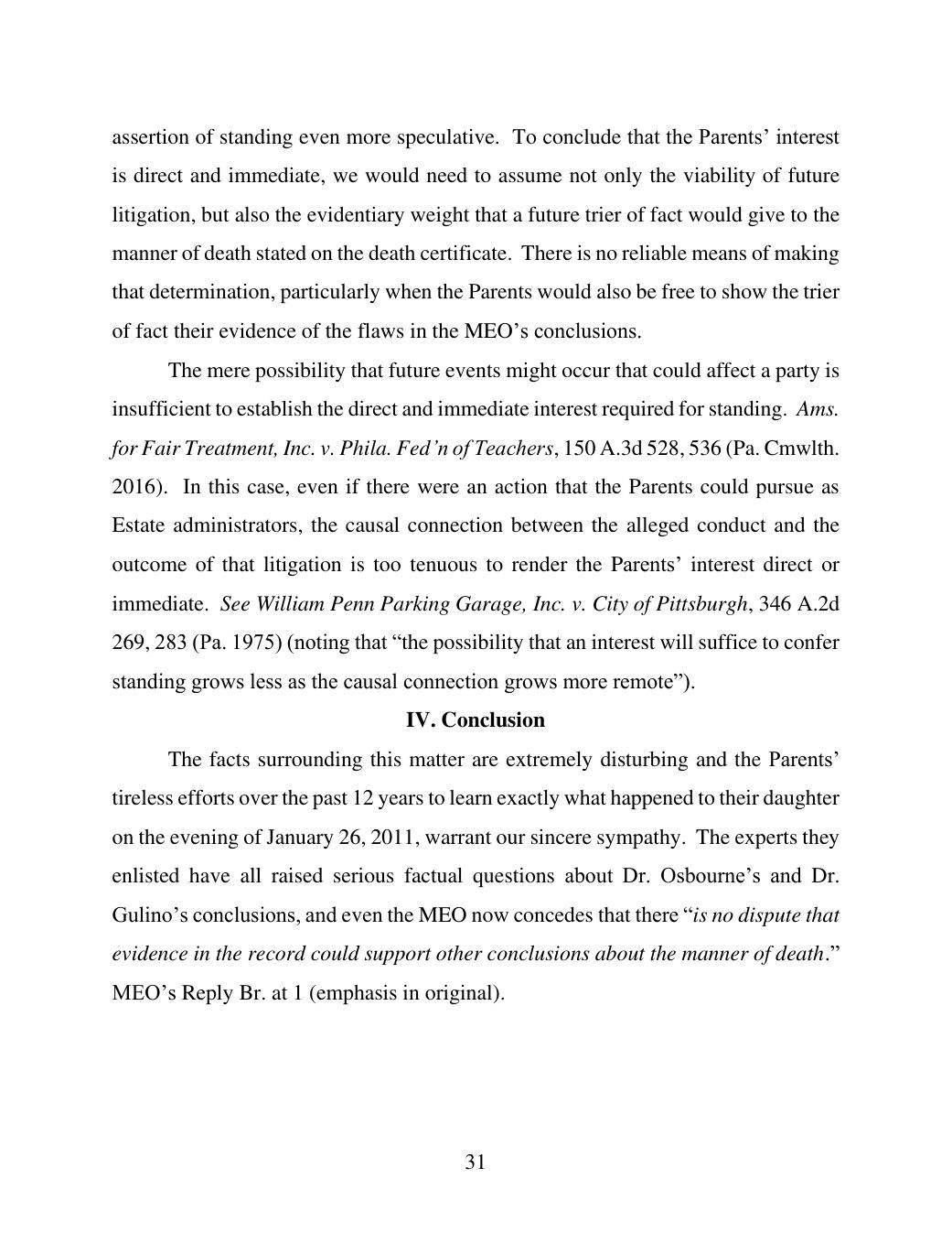 Page 31 of the memorandum, the conclusion.